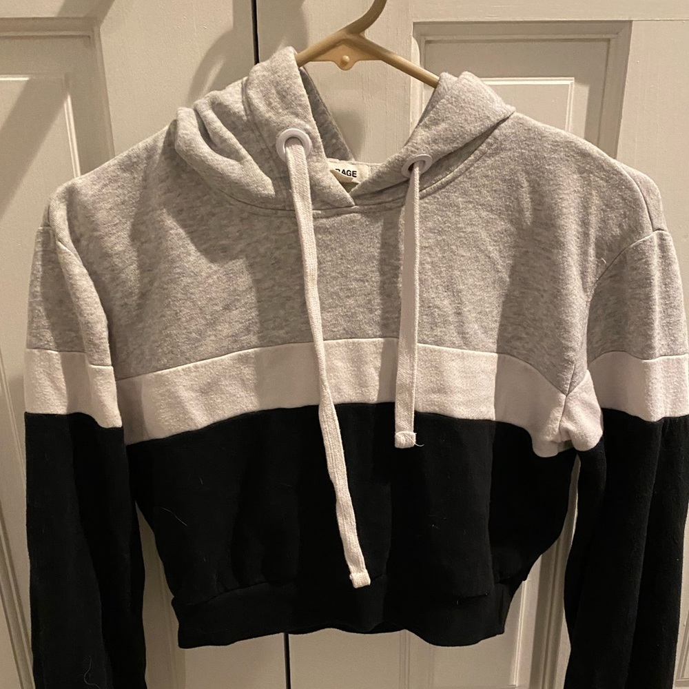 Women’s GARAGE XS Cropped Hoodie White / Gray